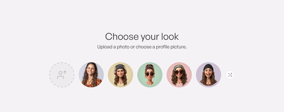 An onboarding step offering a teacher several generated profile pictures made from their own photo