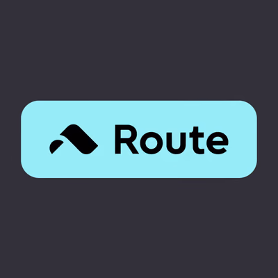 The Route badge, the logo set in a Sorrento Blue pill